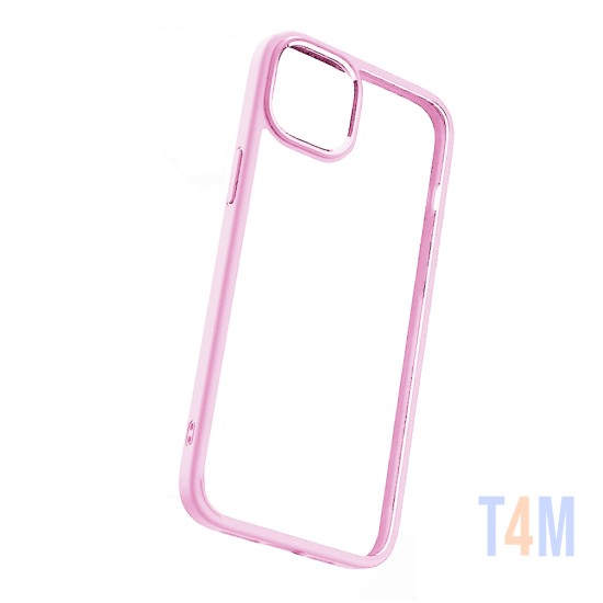 Capa de Silicone com Corpo Transparente para Apple iPhone 15 Rosa